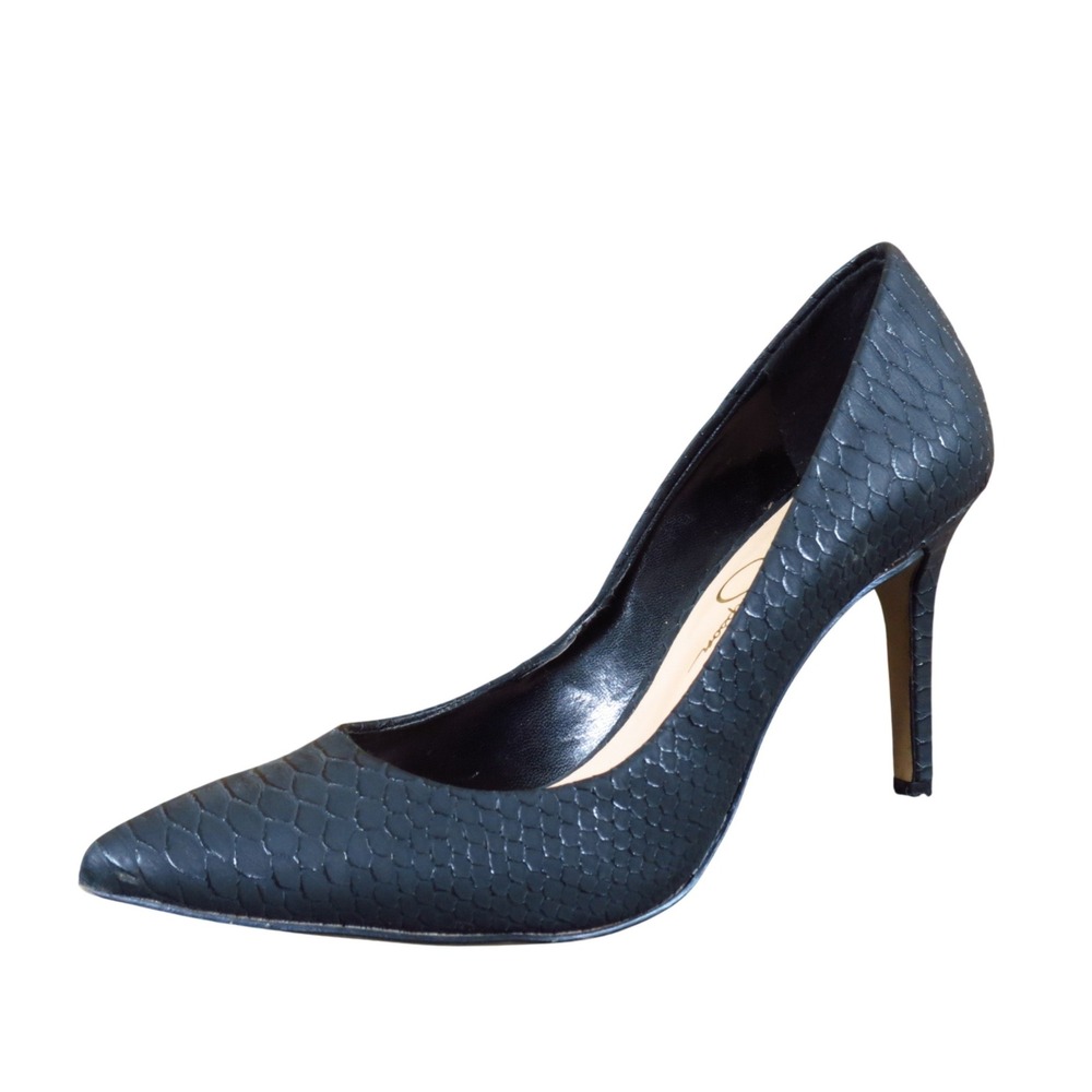 Jessica Simpson Levin Women Pump 6 Office Formal Black Snakeskin Stiletto